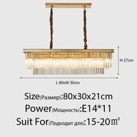 Lustre en Cristal LED Moderne Américain pour Salon Salle à Manger Villa
