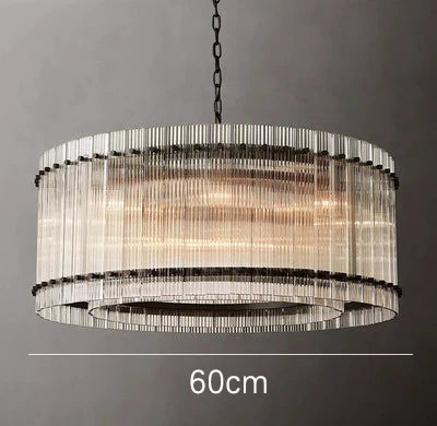 Lustre de luxe en cristal Double Anneau Doré LED Suspendu