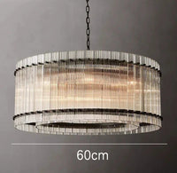 Lustre de luxe en cristal Double Anneau Doré LED Suspendu