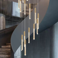 Lustre en Or Moderne LED pour Escalier en Cristal Spirale