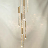 Lustre en Or Moderne LED pour Escalier en Cristal Spirale