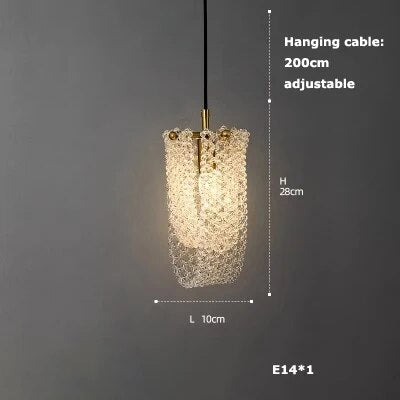 Lustre LED en Cuir et Verre