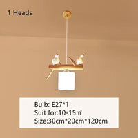 Lustre suspendu nordique en bois pour Table à manger îlot de cuisine créatif oiseau Led moderne Bar café arbres éclairage