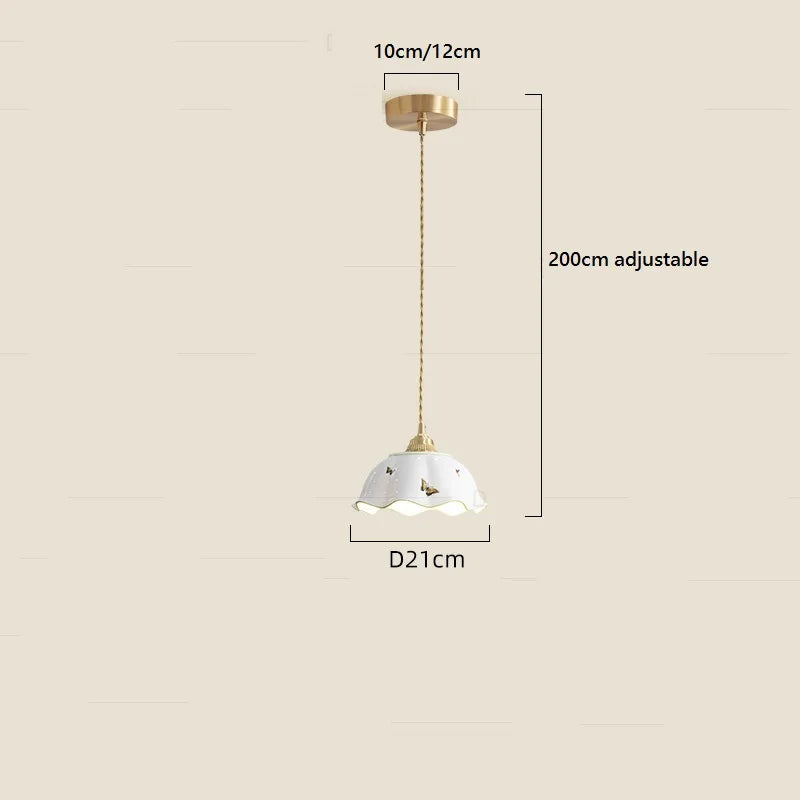 Suspension céramique fleur LED nordique moderne