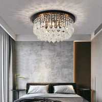 Lustre LED dimmable en cristal, style américain de luxe.
