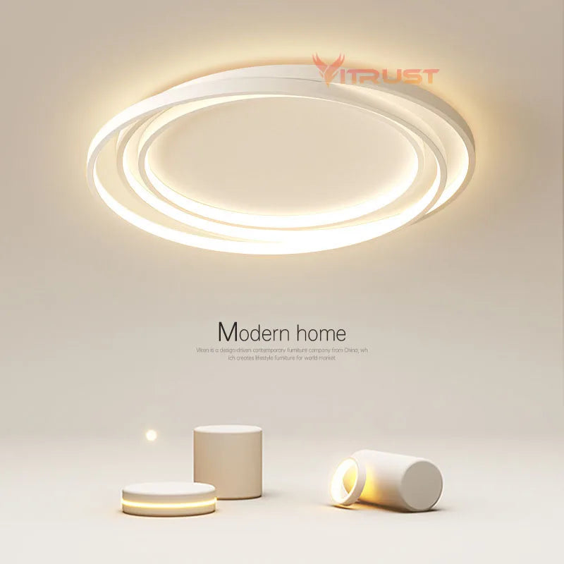 Plafonnier LED nordique moderne pour chambre, salle à manger, cuisine - noir et blanc