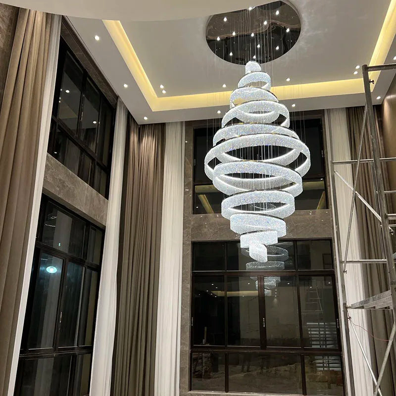 Lustre LED en Cristal pour Escalier de Luxe