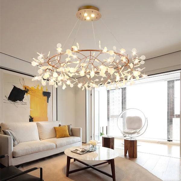 Lustre LED Modern Branché à Branches Rondes pour Suspension