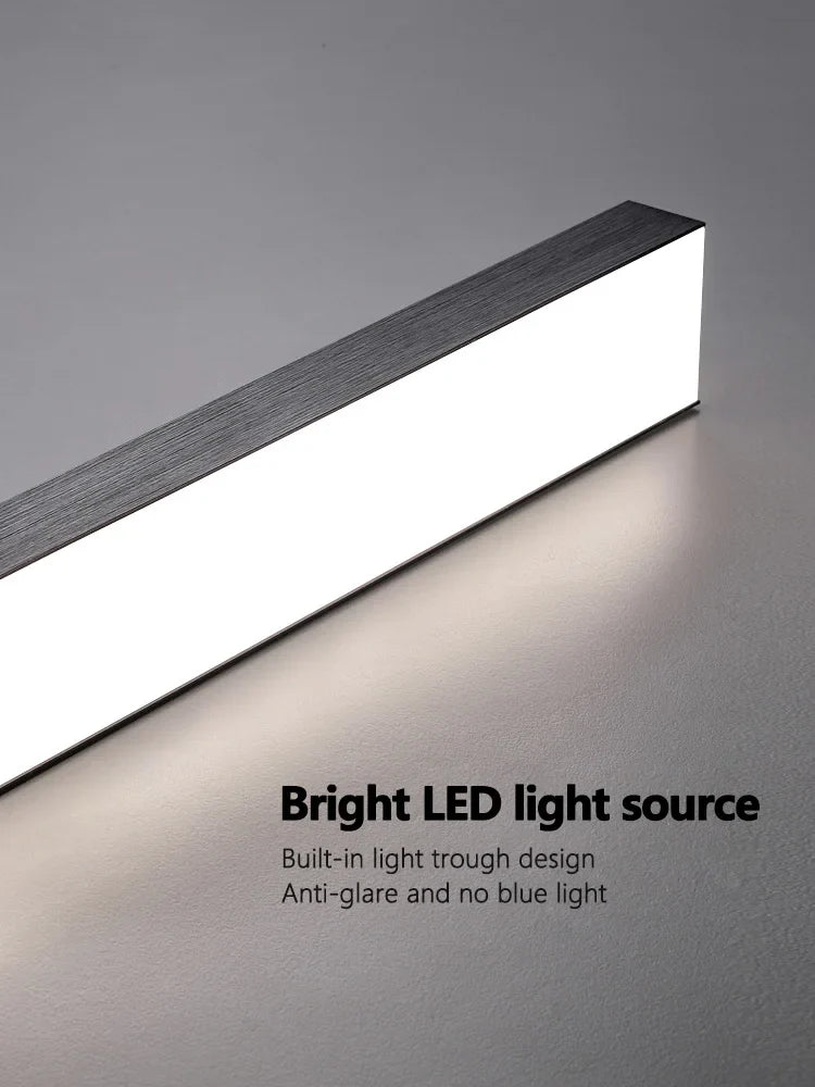 Lustre Nordique Moderne Minimaliste pour Bureau et Salle à Manger - Design Long Bar avec Éclairage LED