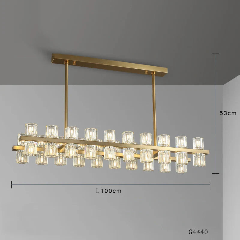 Lustre moderne en cuivre LED Crystaluxe pour hôtel et foyer