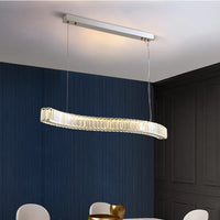 Lustre moderne en acier avec cristaux et lumières LED suspendues - Luxe Éclatant