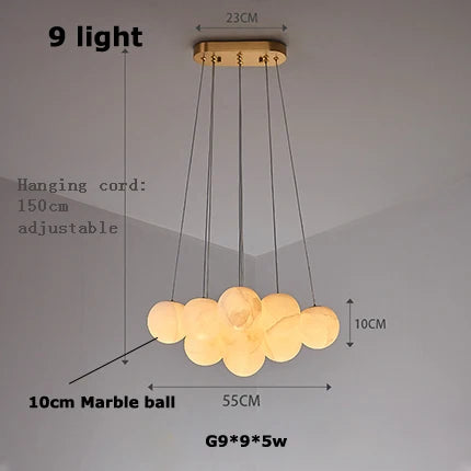Pingpong World G9 LED Collection - Lustre en marbre suspendu