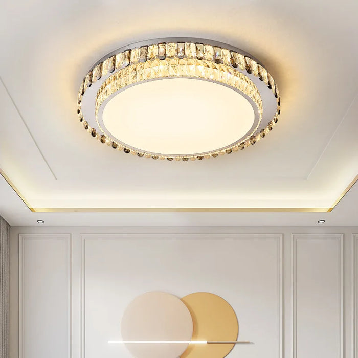Plafonnier LED de Luxe en Cristal Rond Moderne