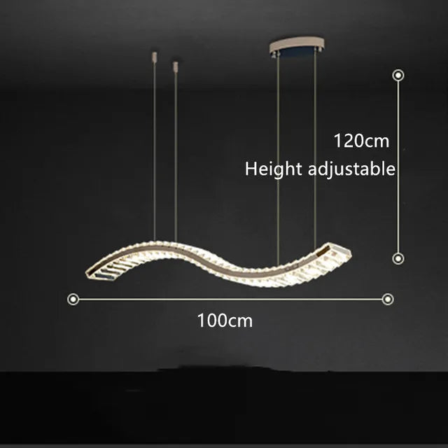 Lustre Moderne en Cristal et Acier Inoxydable - Longue Bande Luxueuse