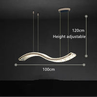Lustre Moderne en Cristal et Acier Inoxydable - Longue Bande Luxueuse