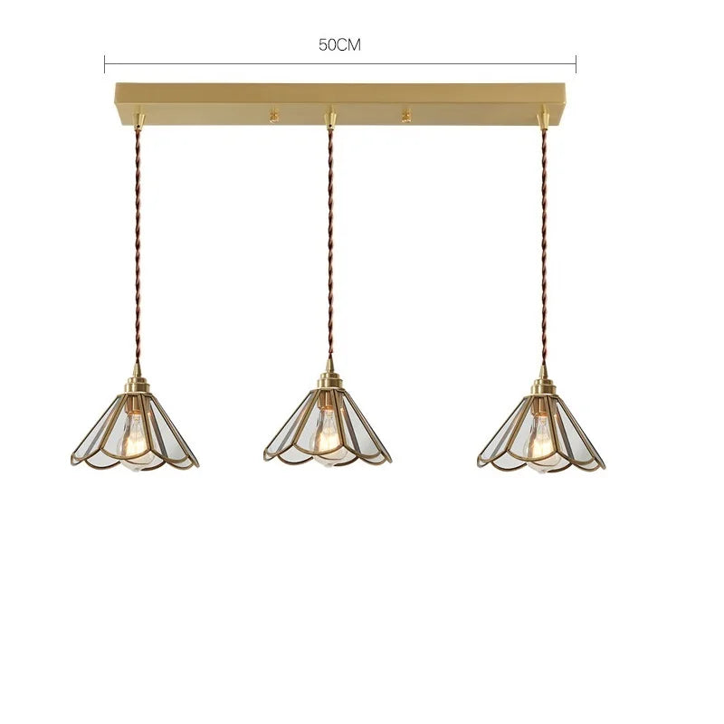 Suspension LED Nordique Verre Dore