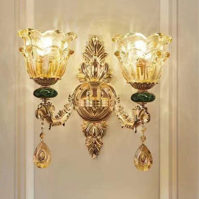 Lustre Européen LED en Céramique Cristal pour Villa Duplex