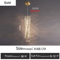 Lustre Or Dimmable avec anneau de lumière LED en cristal pour maison moderne de luxe