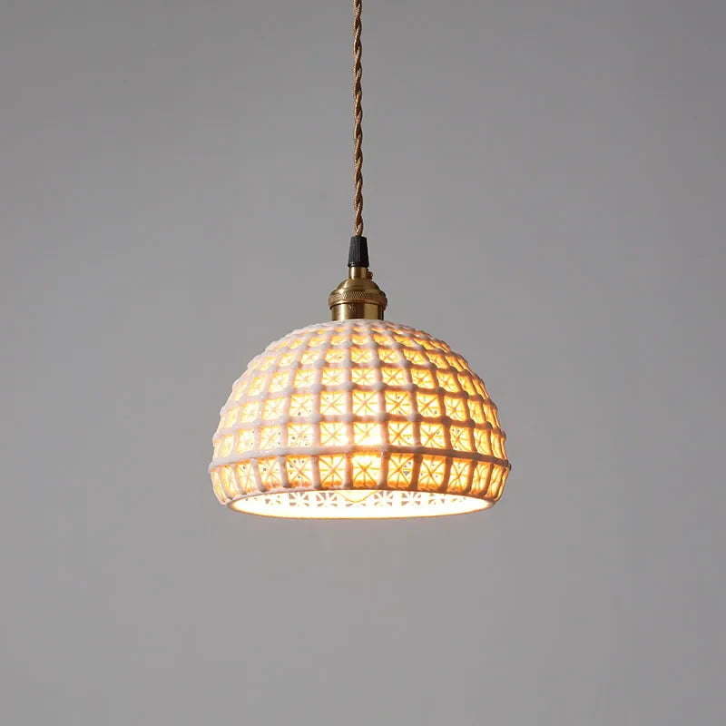 Suspension LED Blanc en Céramique - Style Nordique Moderne - Cuivre Suspension Lampe