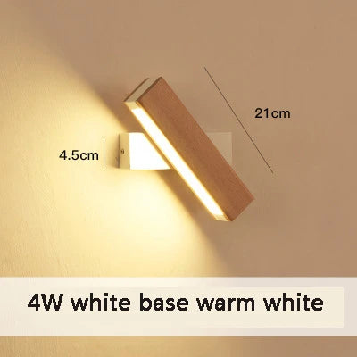 Applique murale rotative nordique en bois massif LED ajustable