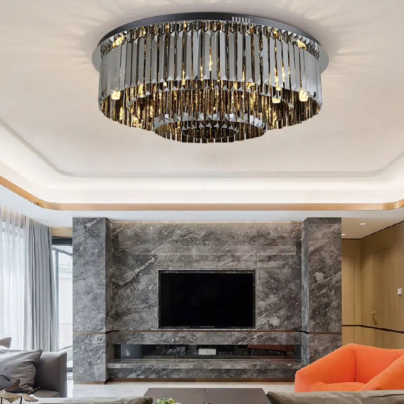 Plafonnier LED de luxe en cristal rond - Style Moderne