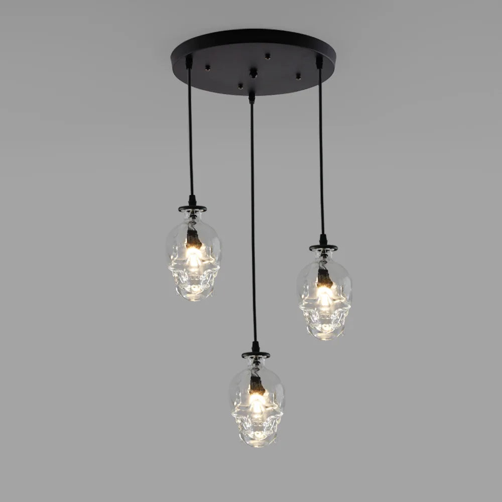Suspension Loft Américain Rétro LED - Crâne Bouteille Vin Décoration Café