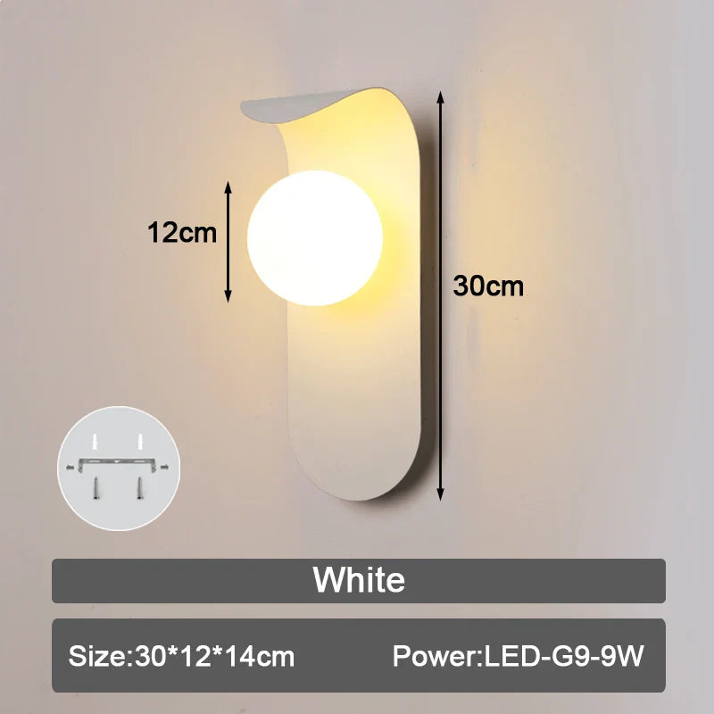 Applique murale LED en verre givré pour intérieur