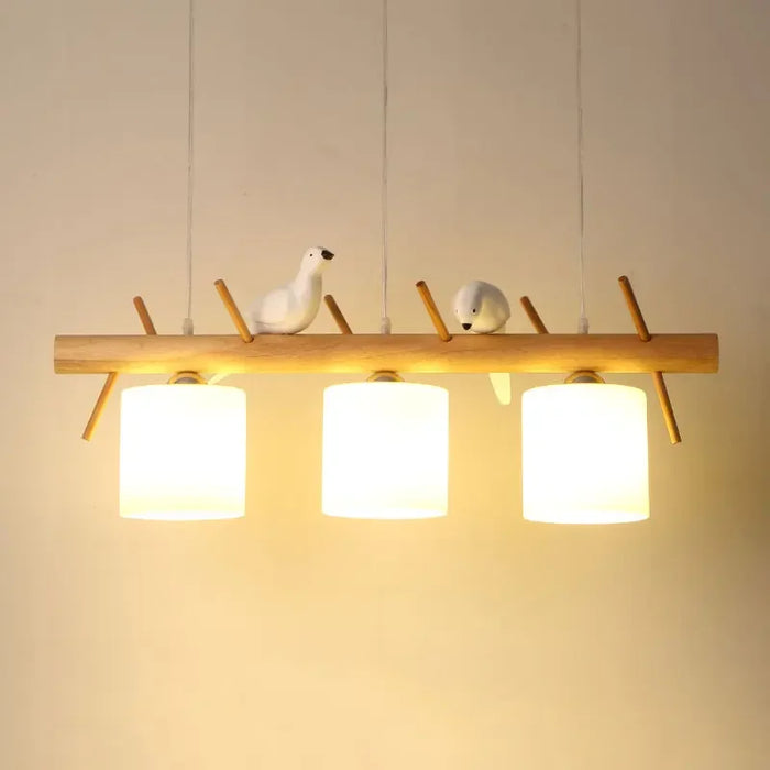 Lustre suspendu nordique en bois pour Table à manger îlot de cuisine créatif oiseau Led moderne Bar café arbres éclairage