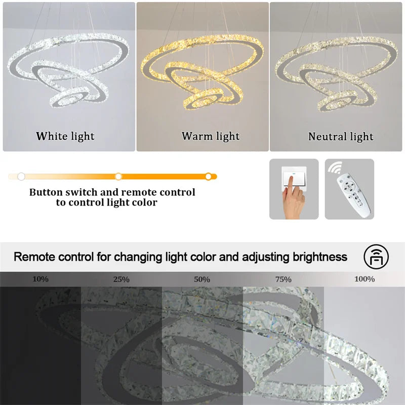 Lustre Moderne en Cristal Luxueux - Luminaires Décoratifs Haute Gamme