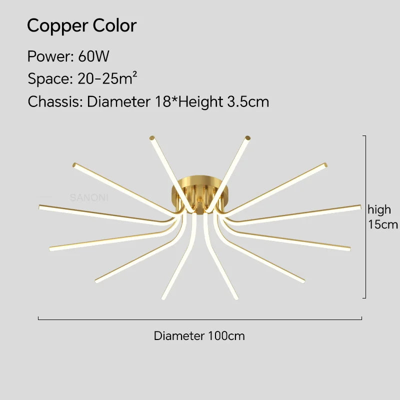 Plafonnier LED en cuivre au design contemporain