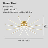 Plafonnier LED en cuivre au design contemporain