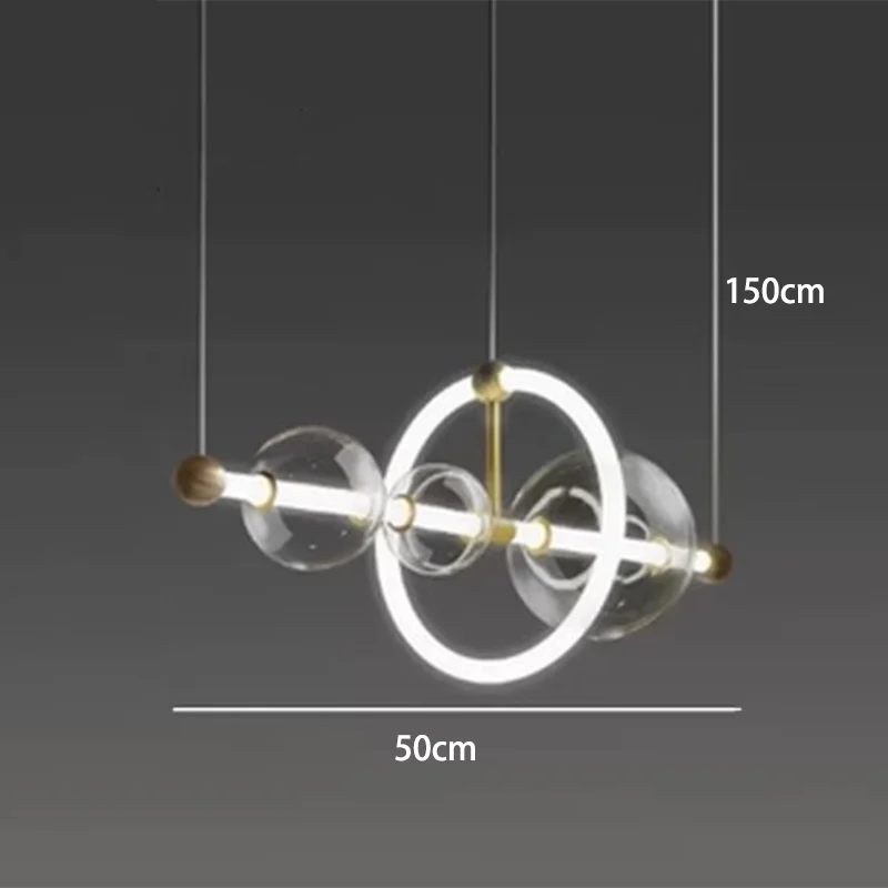 Lustre de luxe à bulles à LED en verre transparent créatif