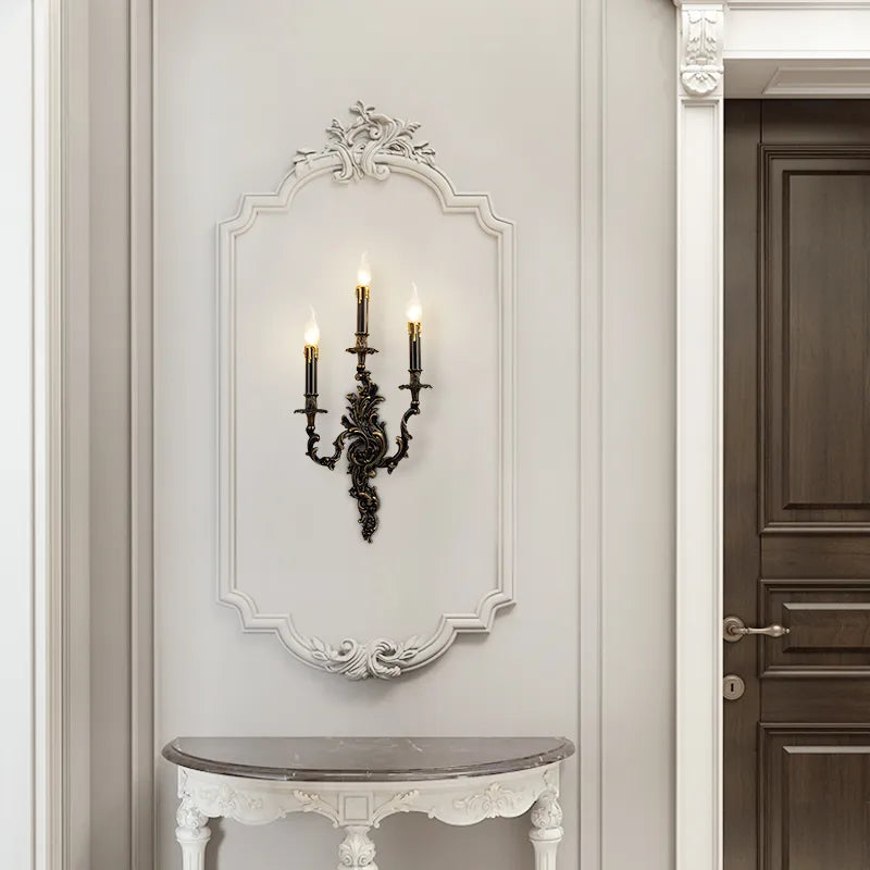 Applique murale luxueuse en laiton antique et cuivre royal