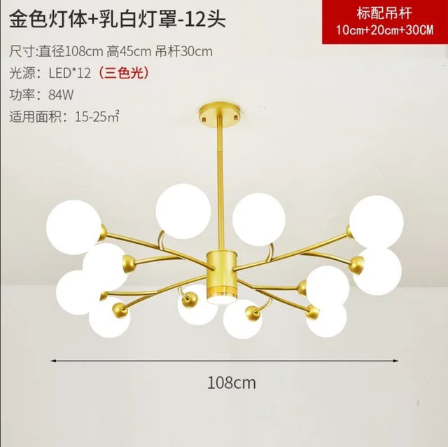 Lustre Nordique en Verre LED pour une Décoration de Cuisine Moderne