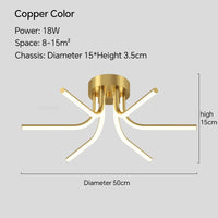 Plafonnier LED en cuivre au design contemporain