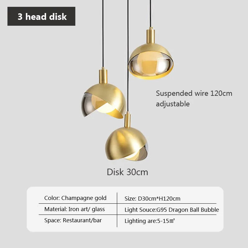 Suspension LED nordique en verre royal