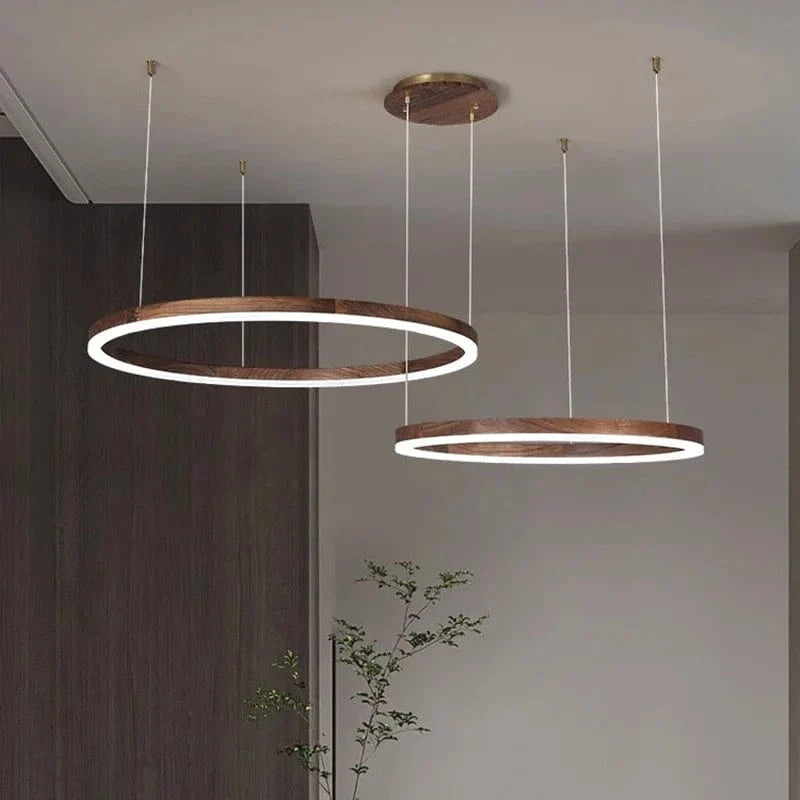 Lustre Moderne en Bois Massif avec Lumières LED de 2024