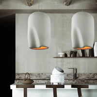 Suspension Wabi Sabi en polystyrène fait main - Bois et LED E27