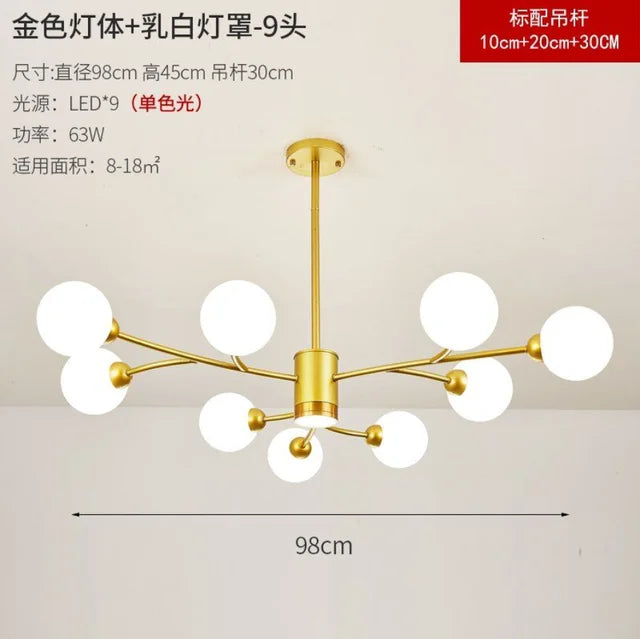 Lustre Nordique en Verre LED pour une Décoration de Cuisine Moderne