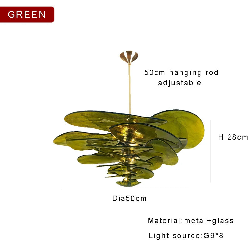 Lustre rétro led de luxe en verre coloré