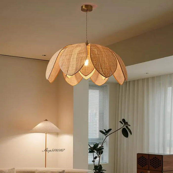 Suspension cannage Chinois en rotin naturel
