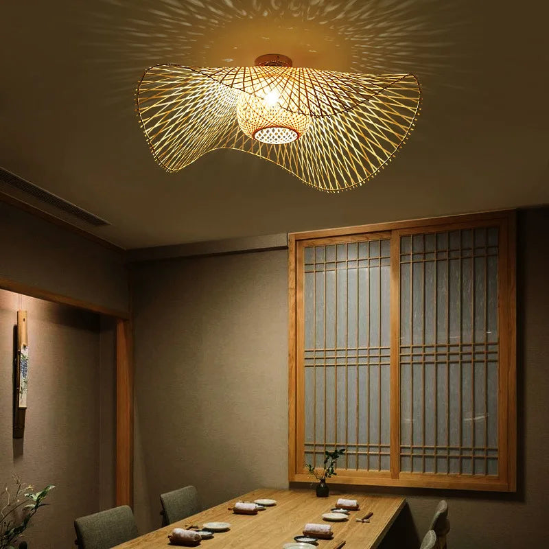 Plafonnier Zen en Bambou Tissé Atymico - Style Sud-Est Asiatique