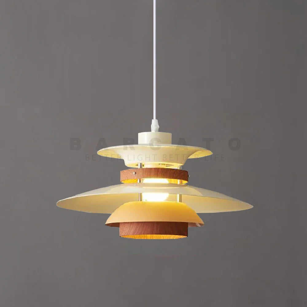 Lustre Design Danois LED Rétro en Noyer - Lampe Suspendue