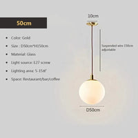 Lustre Nordique en Verre: Suspension Boule Ronde Design 8-50 cm pour Maison, Bar, Chambre, Salon et Café