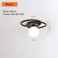 Plafonnier LED Noir et Or Boule en Verre