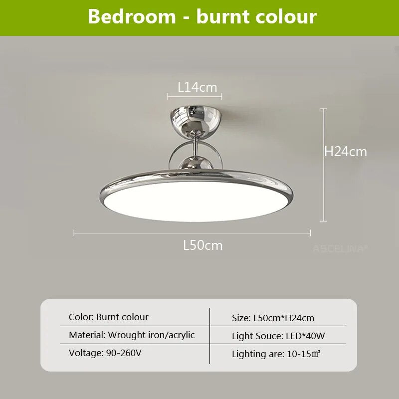 Plafonnier LED nordique crème avec design soucoupe volante
