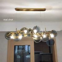 Suspension élégante en verre et métal doré E14