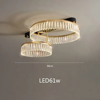 Lustre LED en cristal Losange Rond à plusieurs anneaux de luxe 2024