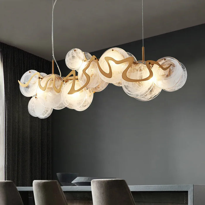 Suspension élégante en verre et métal doré E14