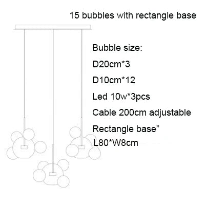 Lustre LED Boules en Verre Design Moderne Éclatant